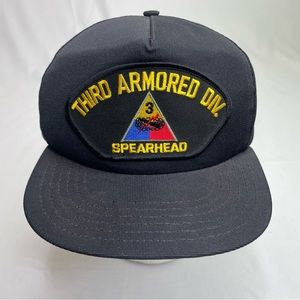 VTG Third Armored Division US Army Black Baseball Cap Military Embroidered Hat